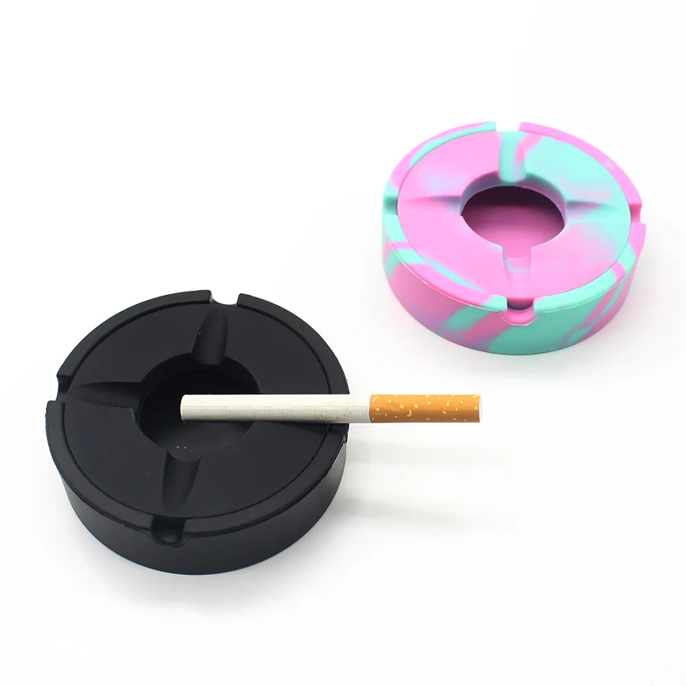 Round Food Grade Silicone Ashtray Lid Windproof Ash Tray Cigarette silicone ashtray