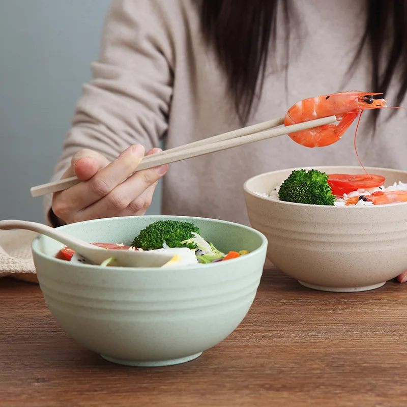 Tableware Set Cereal Bowls 4pcs Wheat Straw Food Bowls Salad Bowls Unbreakable Mixing Reusable Home Dinnerware Suitable for Salads, Rice