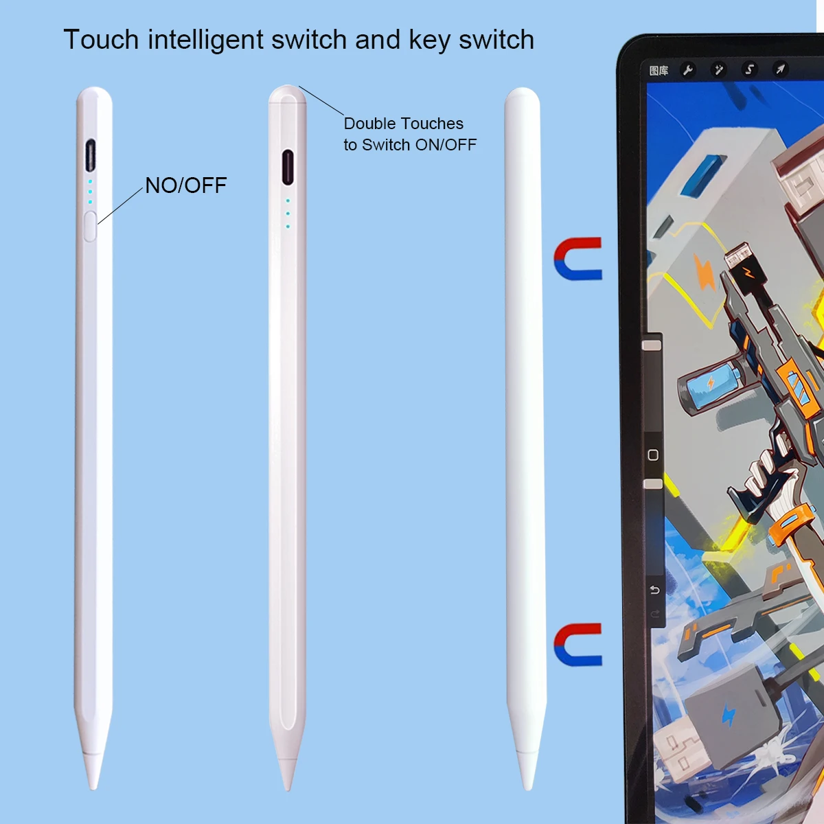 para Appl Lápis Origem Caneta Stylus para Ipad Canetas Apple Lápis Bateria Lembrete de Exibição Inclinação da Rejeição de Palma Usb Tipo-c Chargin - Imagem 6