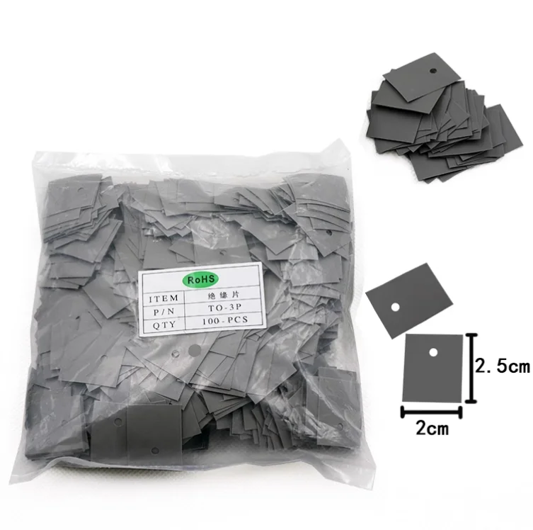 Insulation Sheet 100PCS TO-3P TO-247 Insulation Particle Soft Silicon Film Insulation Sheet Mica Film Cap Washers 20*25*0.3MM