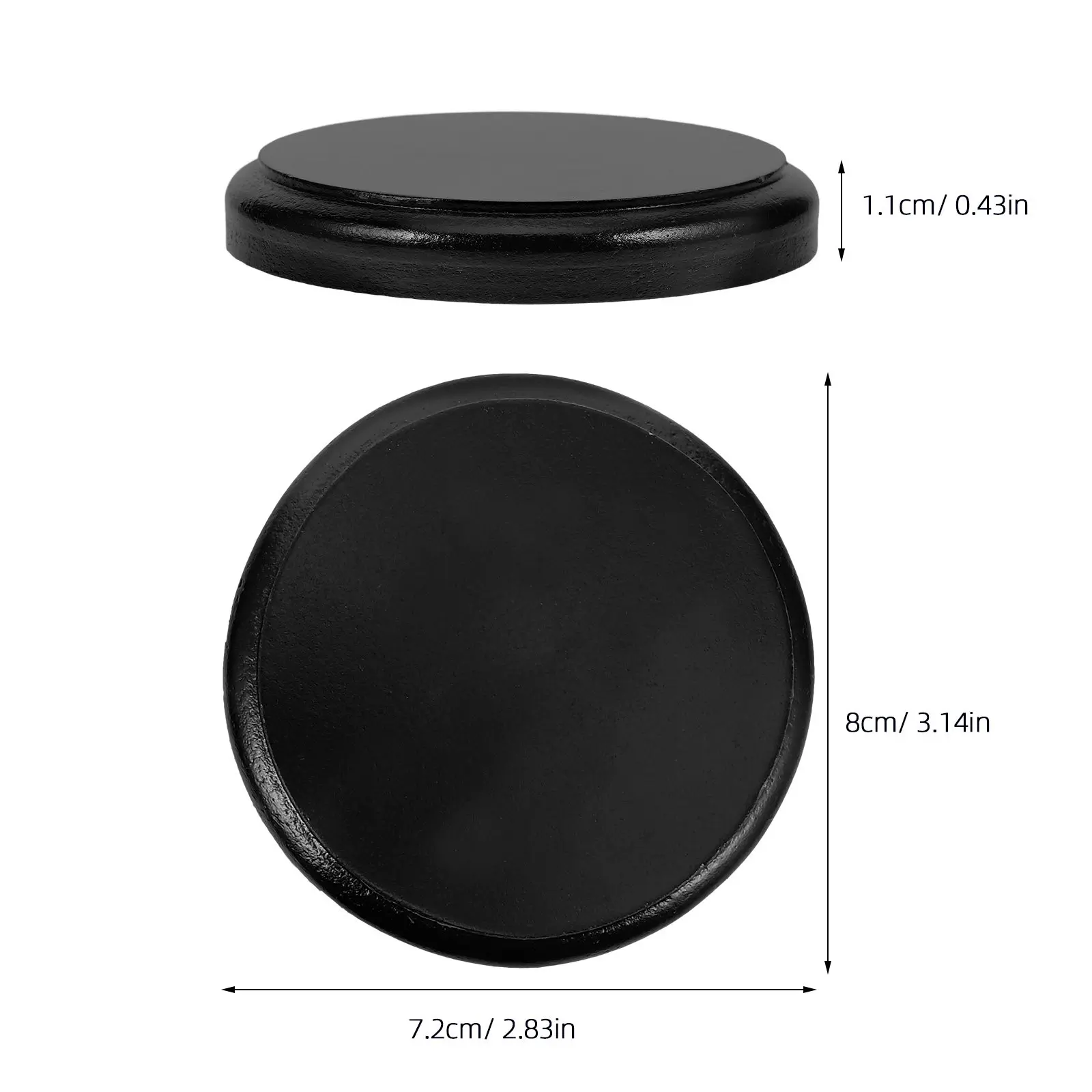 Base rotonda in legno per miniature, 3 pezzi, supporto espositivo fai-da-te per piccole collezioni, modelli artigianali, action figure, colore nero - immagine 2