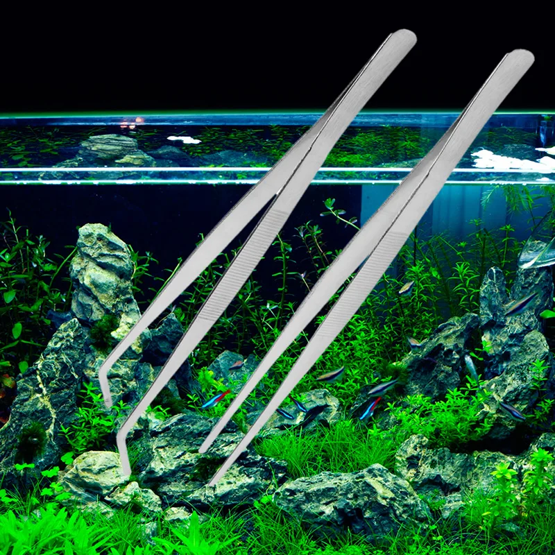 

11.8in Tweezers Stainless Steel Curved Tweezers Fish for Tank Anti-rust Forceps