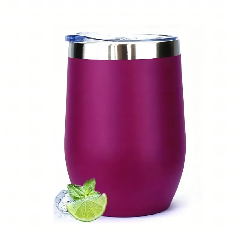 Personalized Insulated Stainless Steel Wine Tumblers with Lid - 12oz Travel Cups Set