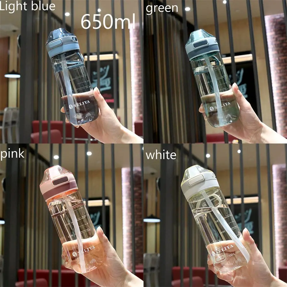 빨대 휴대용 스포츠 물병, 누출 방지 체육관 병, 음료 머그잔, BPA 프리, 어린이 물병 컵, 650ml, 신제품