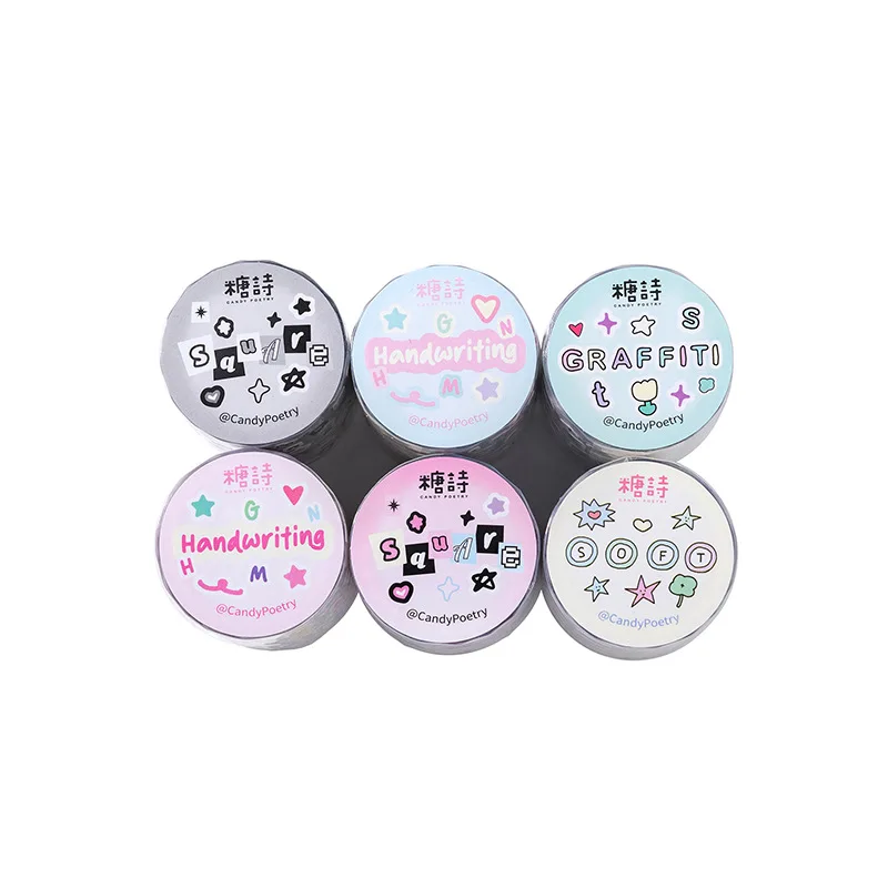 MINKYS Kawaii Cute Hand Tent Tape Sticker Colorful Letter Symbols Cartoon Creative Decorative Characters Stickers 5