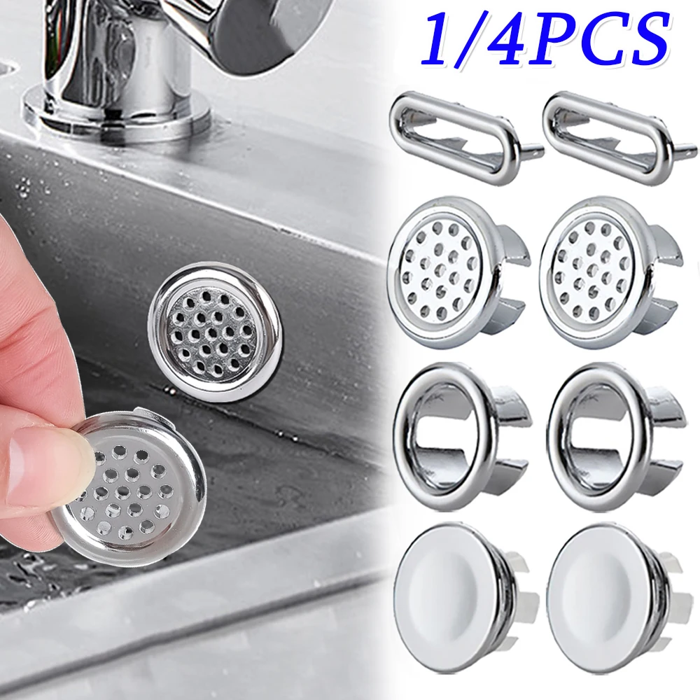 1/4Pcs Sink Hole Overflow Cover Basin Trim Bath Sink Holes Drain Cap ...