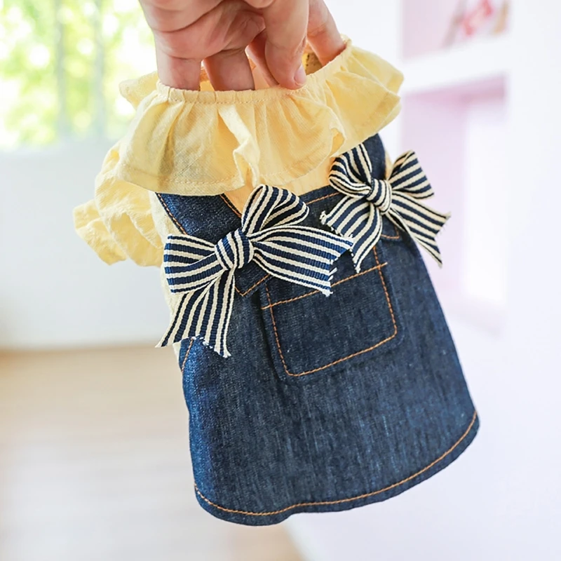 new Dogs Princess Dress Dogs Skirt Strap Dress For Girl Denims Puppies Dresses Clothing Dresses