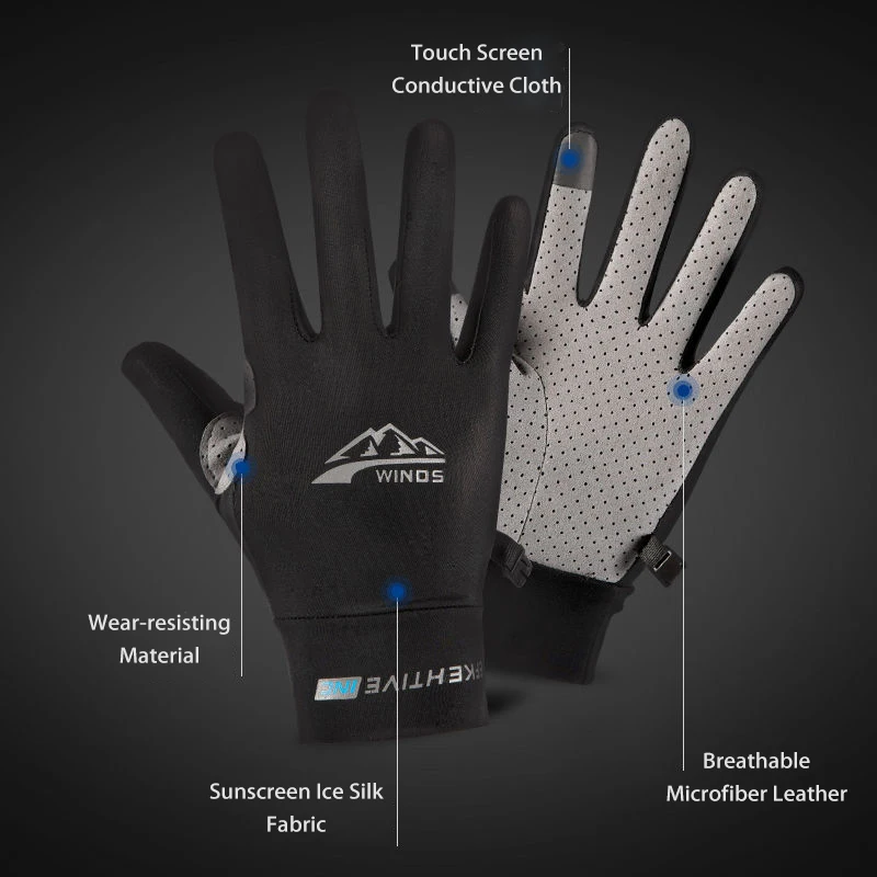 Cycling Gloves Men Women Summer UV Protection Ice Silk Touch Screen Thin Driving Non-slip Outdoor Sports Breathable Gloves 3