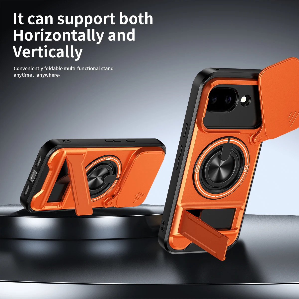 Magnetic Shockproof Phone Case with Slide Camera Protection and Kickstand