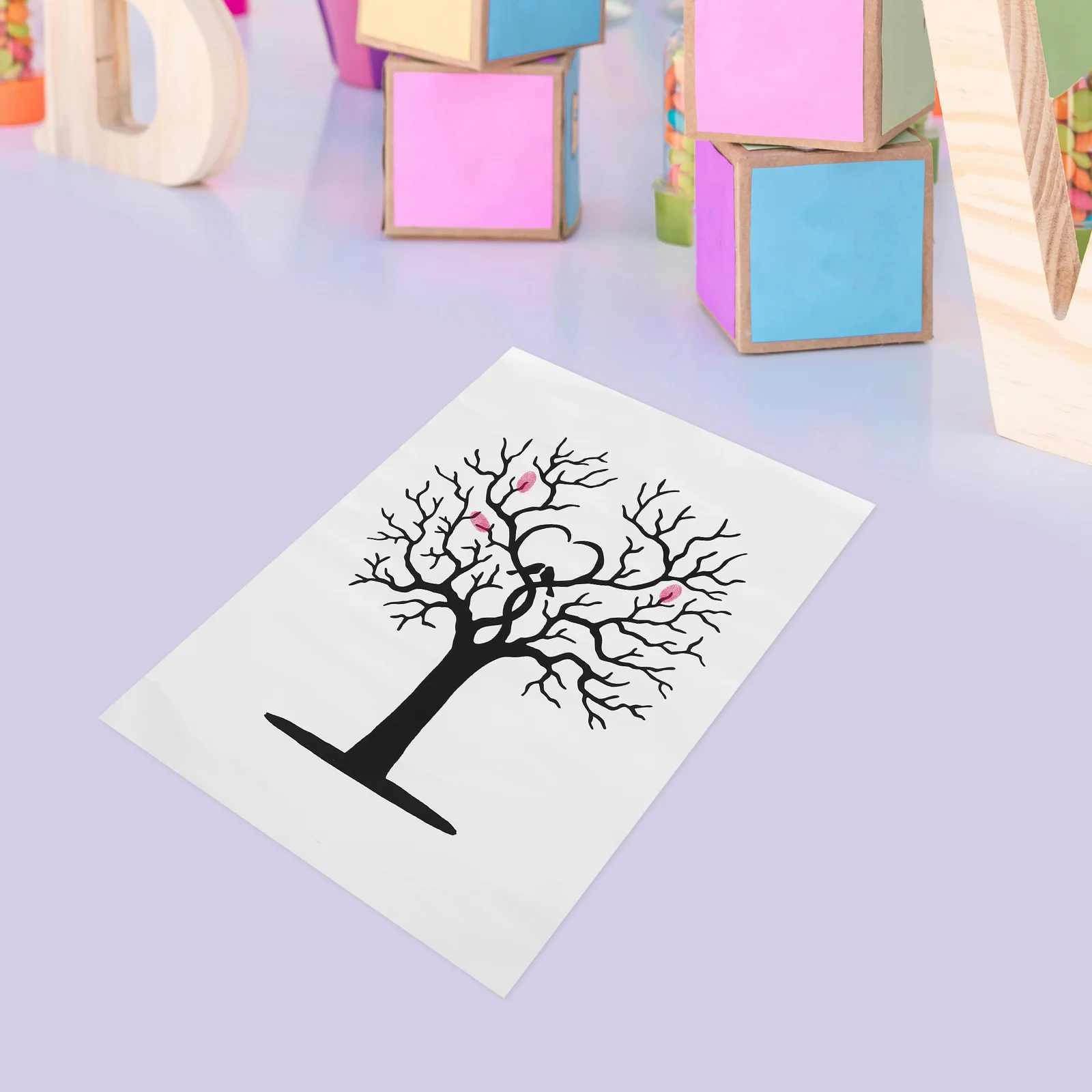 Fingerprint Guest Book Tree for Baby Shower Wedding Fingerprints Signing Canvas