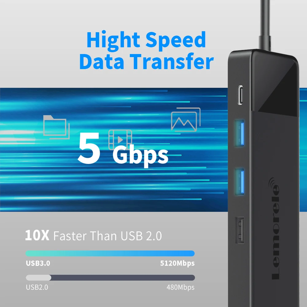 Lemorele 4K USB Hub USB C to Dual HDMI VGA Gigabit Docking Station USB 3.0 VGA Adapter SD Card Readers  for Windows MacBook Air