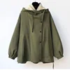 Autumn Chic Women's Windbreaker Contrast Fake Two-Piece Zip Button Wind Coat Belt Hoodie Casual All-Match Trend Outwear Jacket 5