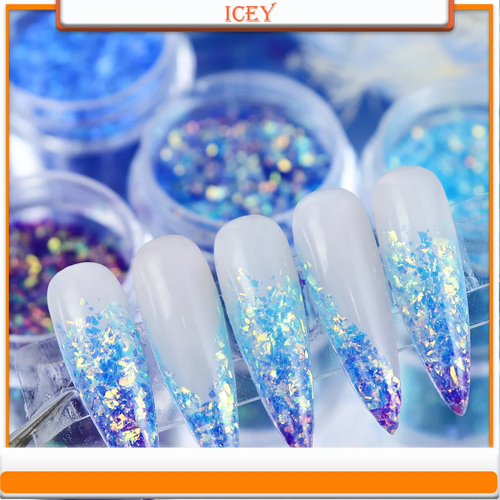 

Icey Beauty 10 мл измельченный лед и имитация облака парчовые мелкие фрагменты для наращивания ногтей блестки постепенное сияние ногтей