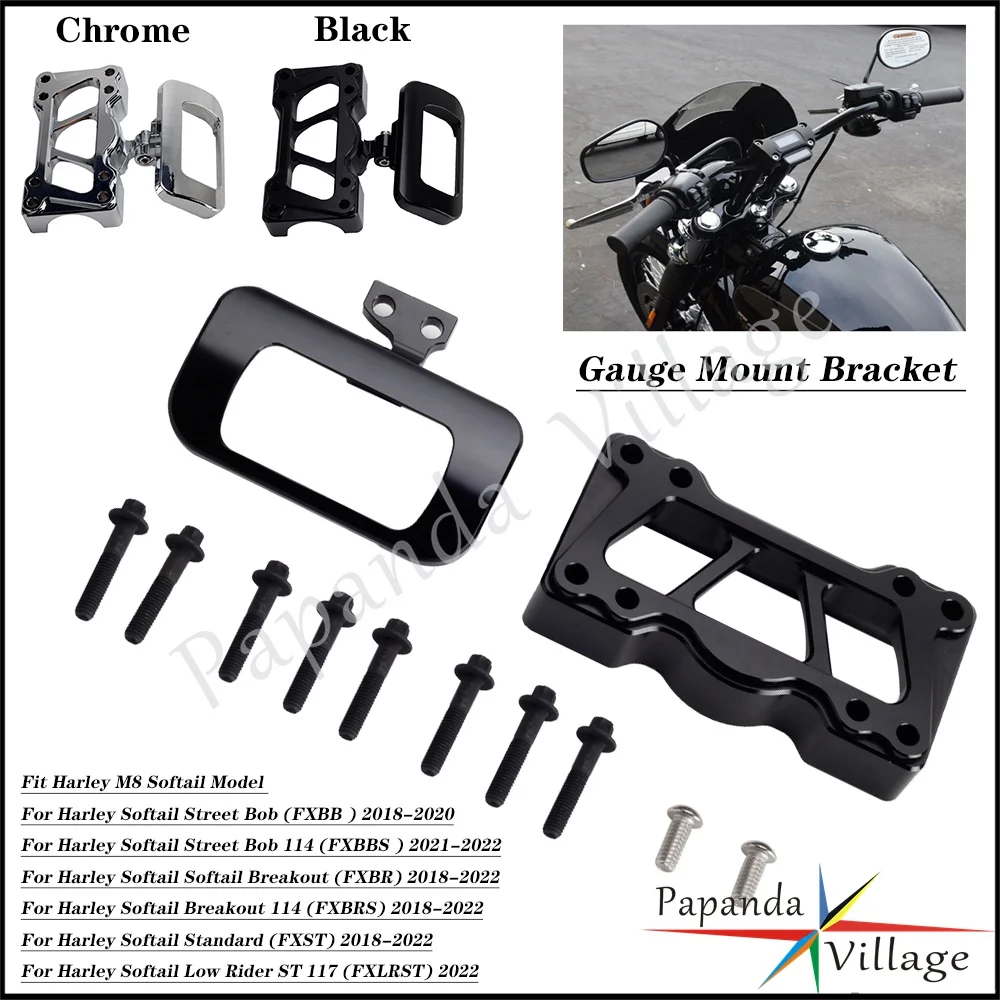 Per Harley Softail Breakout Fxbr 114 Fxbrs Fxst Fxlrst Moto Regolabile T-Bar Digital Gauge Mount Housing & Morsetto Manubrio