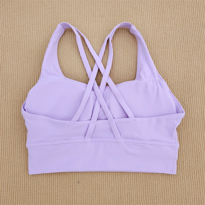Yoga Bra Sports Underwear Gym Solid Color Bra Cross Shoulder Strap Beauty Back Fitness Sling Yoga Suit yoga bra