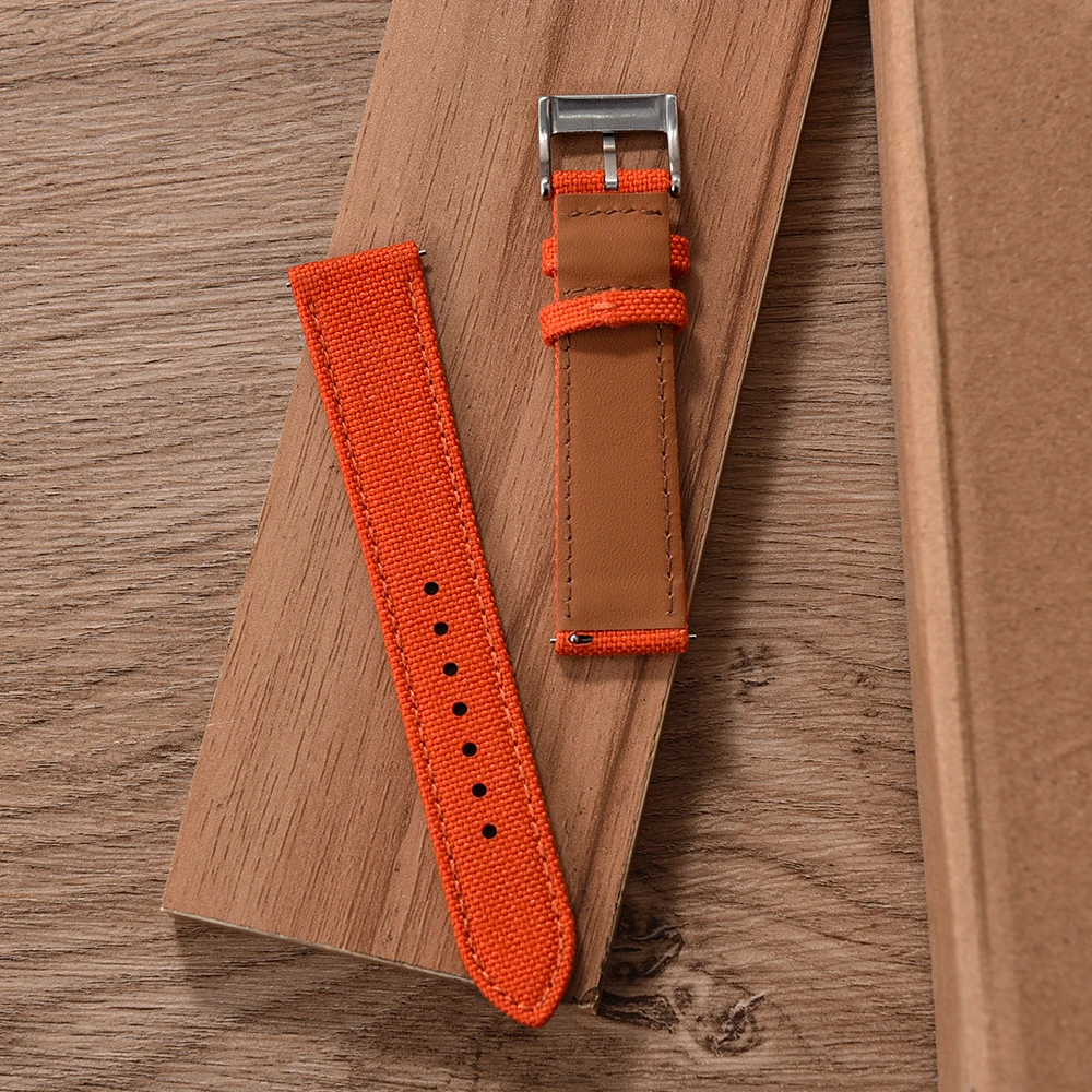 Hybrid Leather Nylon Quick Release Waterproof Sport Watch Band - Durable High-Quality Strap