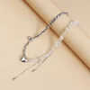 New Y2K Heart Beaded Necklace Women Boho Crystal Class Gravel Clavicle Chain Cool Y2K Choker Exquisite Fashion Jewelry 5