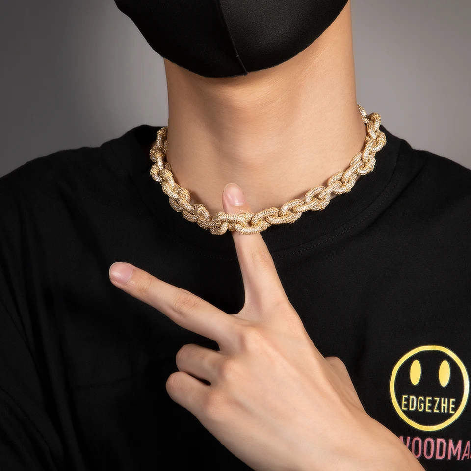 ブリンブリン王14ミリメートルロックリンクネックレスフル舗装アウト