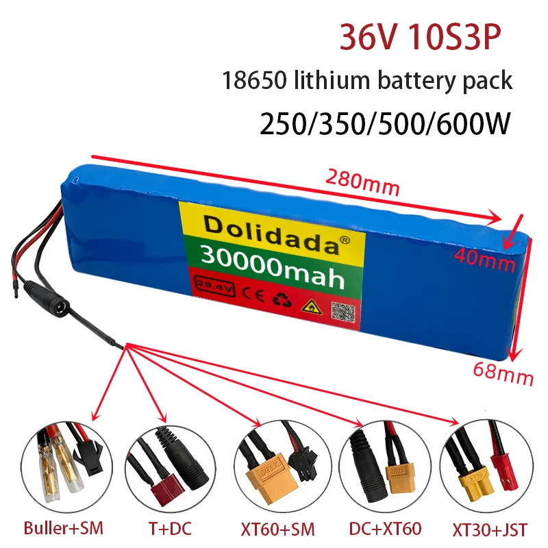 10S3P 36V 30Ah 배터리 이바이크 Accu 18650 리튬 이온 배터리, 350W 500W 고출력 전기 스쿠터 모터 ...