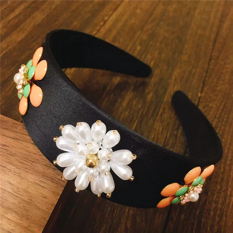 

Ins Flower Color Women Headband Full Crystal Headbands Sparkly Rhinestones Hairband Headwear Headdress Hair Accessori
