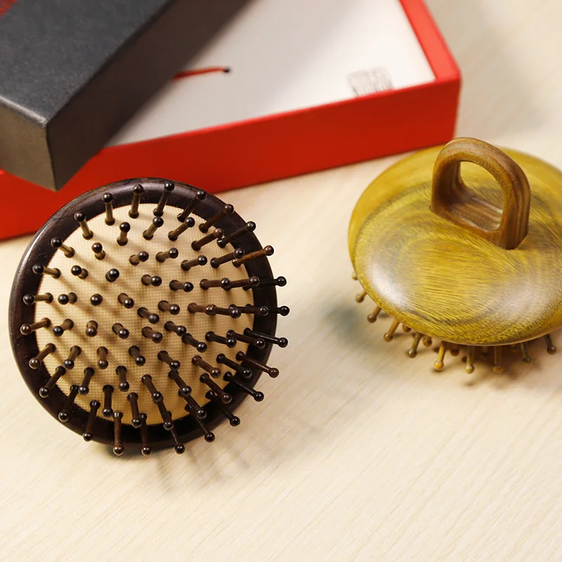 

Pocket size Airbag Paddle Comb, Green Sandalwood hairbrush, Mini Massage Comb
