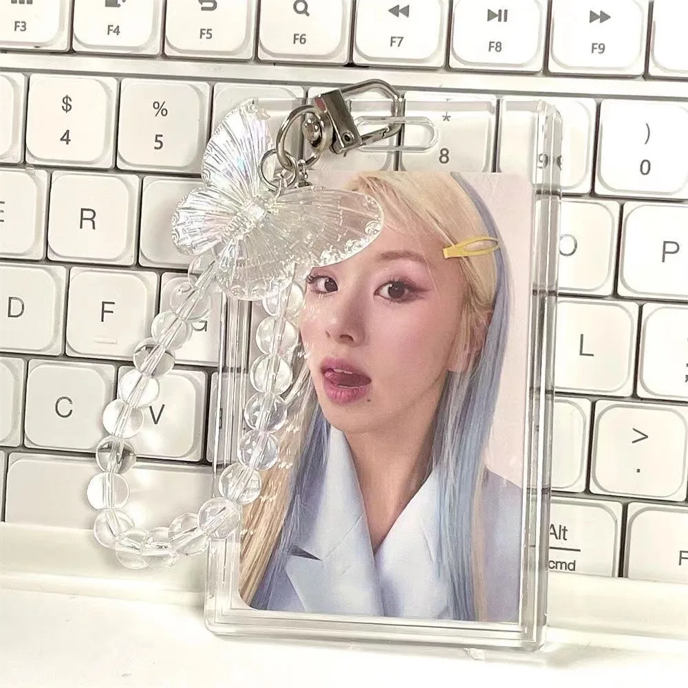 Ins 귀여운 크리스탈 나비 사진 디스플레이, 포토 카드 거치대, 거치대 신용 ID 은행 카드, 버스 카드 보호 케이스 펜던트, 3 인치