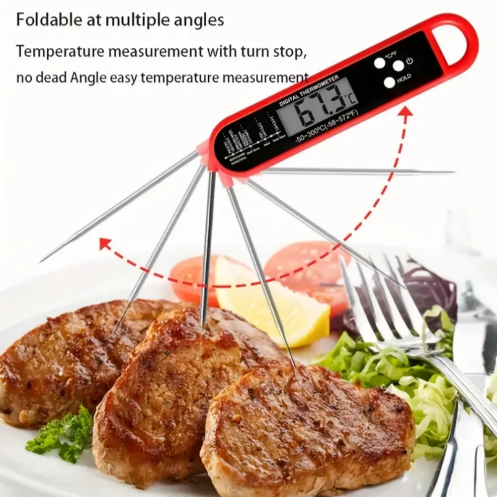 Instant Read Food Thermometer Stainless Steel Kitchen Cooking Bbq Digital With Probe