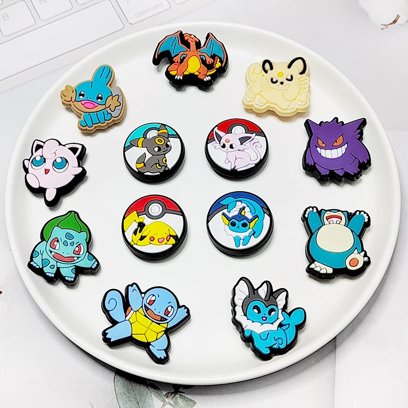 25pcs/set Cartoon Pokemon Kawaii series Shoe Charms Charms Stitzer Mickey Donald Duck Strawberry Bear Shoe Decoration