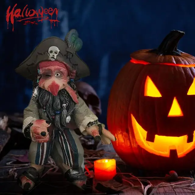 Gyanta Törpe Szoborkert -Tartozékok Szörnyű Elf Szobor Halloween Kerti Dekoráció Gyep Mini Díszes Csepphajó - Image 2