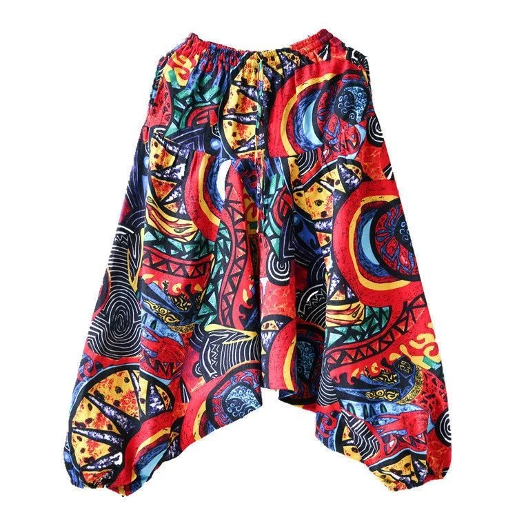 Nepal Crotch Pants Cotton Tattoo Lantern Pants Casual Collapse Pants National Wind Haul Pants  Loose Cotton streetwear Loose