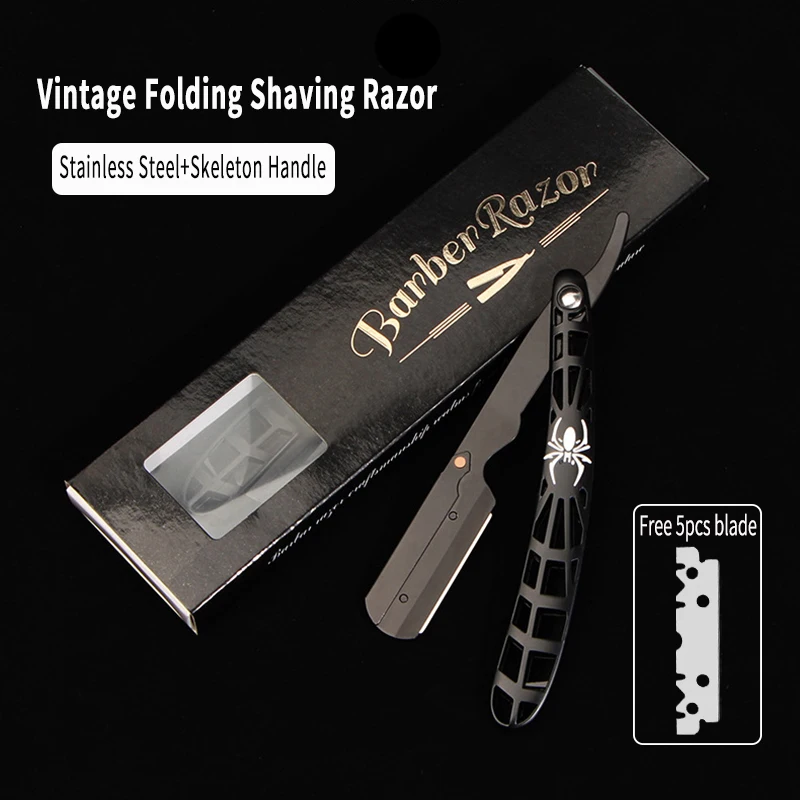 

Professional Classic Manual Shaver Straight Edge Stainless Steel Barber Razor Folding Shaving Beard Trimmer Cutter Knives Holder