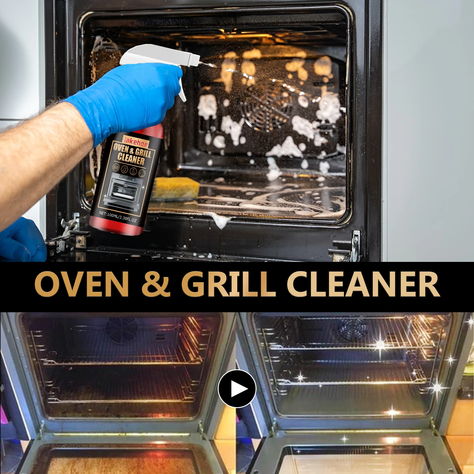 100/200/300/500ml Cooktop Oven Foam Cleaner Oven Grill Stain Deodor Deodor Degreaser