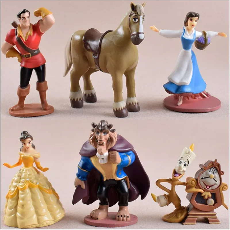thumbnail image 1 of 6 piezas/set Disney La Bella y la Bestia figuras de acción de dibujos animados Anime Kawaii modelo juguetes decoración colección figurita regalo de Navidad para niños, 1 of 4