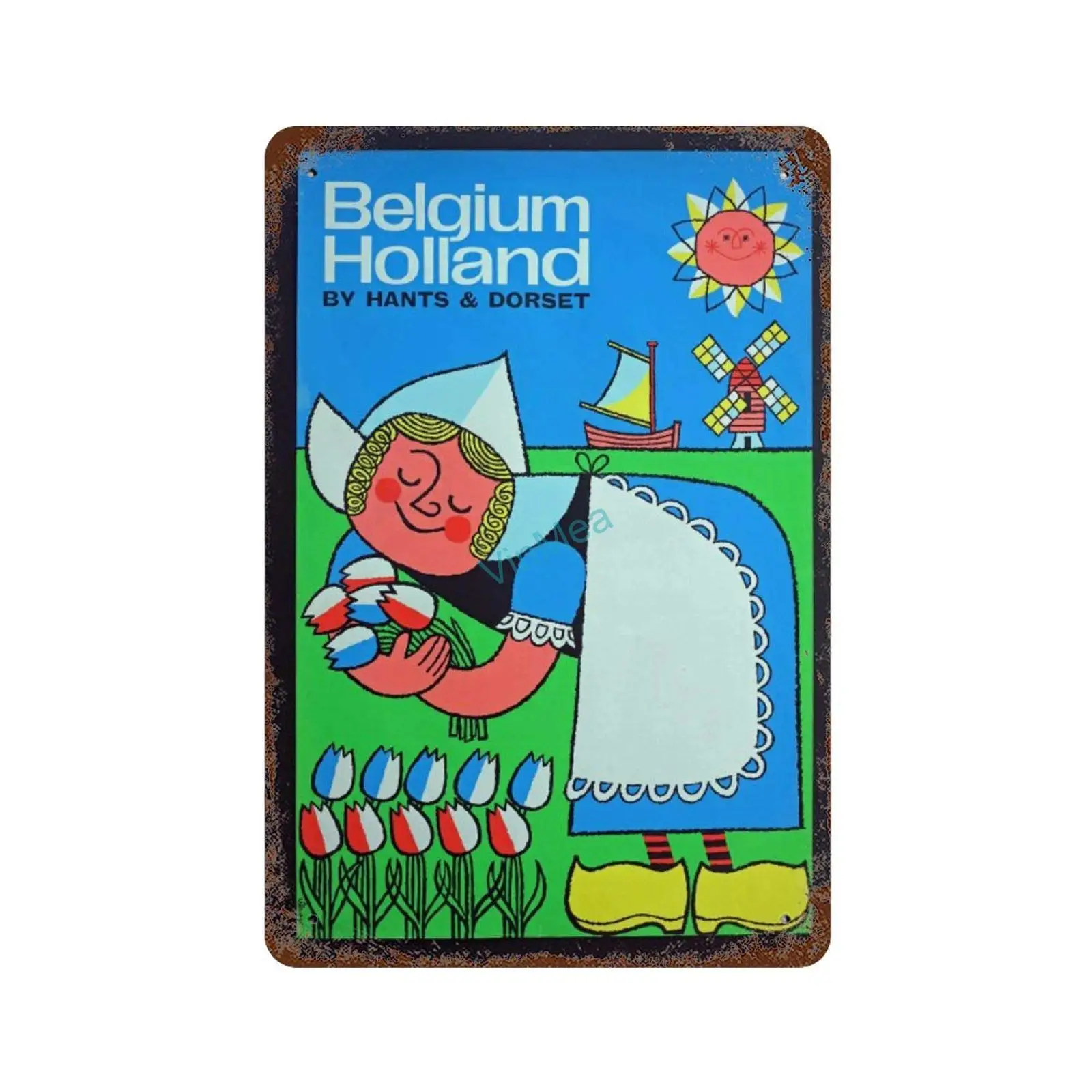 

Metal Sign Belgium and Holland Vintage Aluminum Plaque Man Cave Pub Club Cafe Bar Wall Signs, 8 x 12 Inches