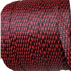 100m Nylon Braided Mesh Tube - Colorful Anti - Wear Protective Netting - 12MM (Little red and black)