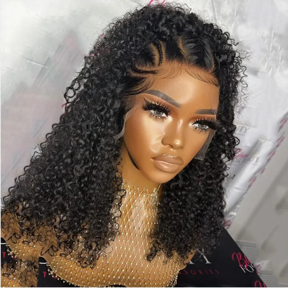 

Natural Black Preplucked Soft 26inch Long Loose Curly 180% Density Lace Front Wig For Women Baby hair Heat Resistant Glueless