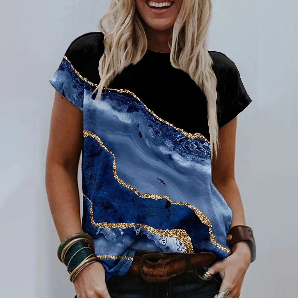 

Women T-Shirts Lady Floral Print Short Sleeve Fashion Tee Large Size Loose Summer Tops Female High Street O-Neck T-Shirt 5XL Top