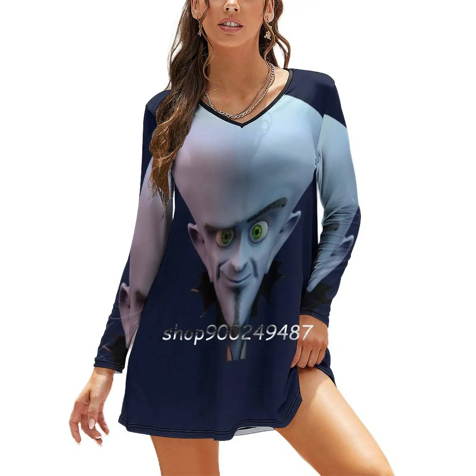 

Smiling Megamind 3D * High Quality * Long Sleeve Sexy Dresses For Women 2022 Ladies Vintage Elegant Party Dress Top Quality