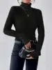 Elegant Solid Basic Knitted Tops New Women Turtlneck Sweater Long Sleeve Casual Slim Pullover Fashion Simple Style Design 4