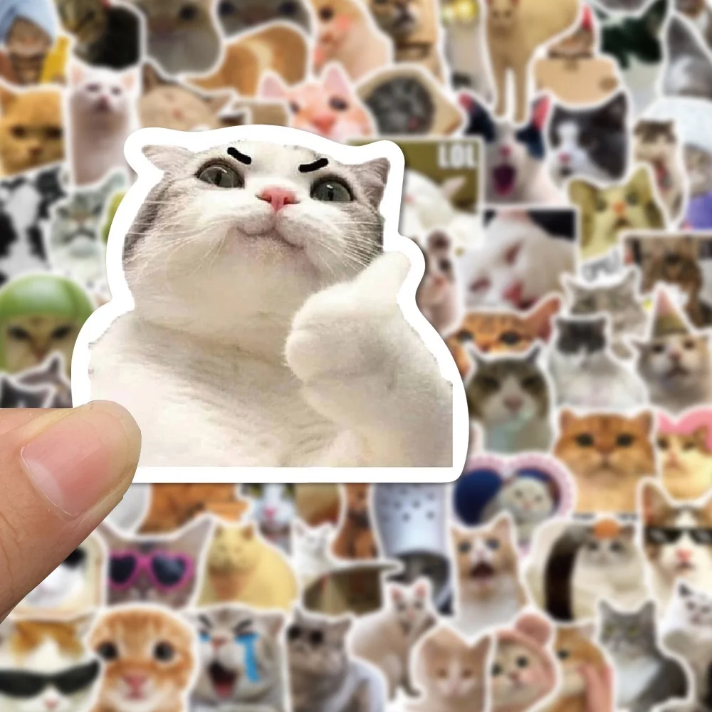 10/50/100pcs Funny Cute Cat MEME Animals Stickers Kawaii Decals Scrapbooking Notebook Luggage Laptop Skateboard Sticker Toy 5