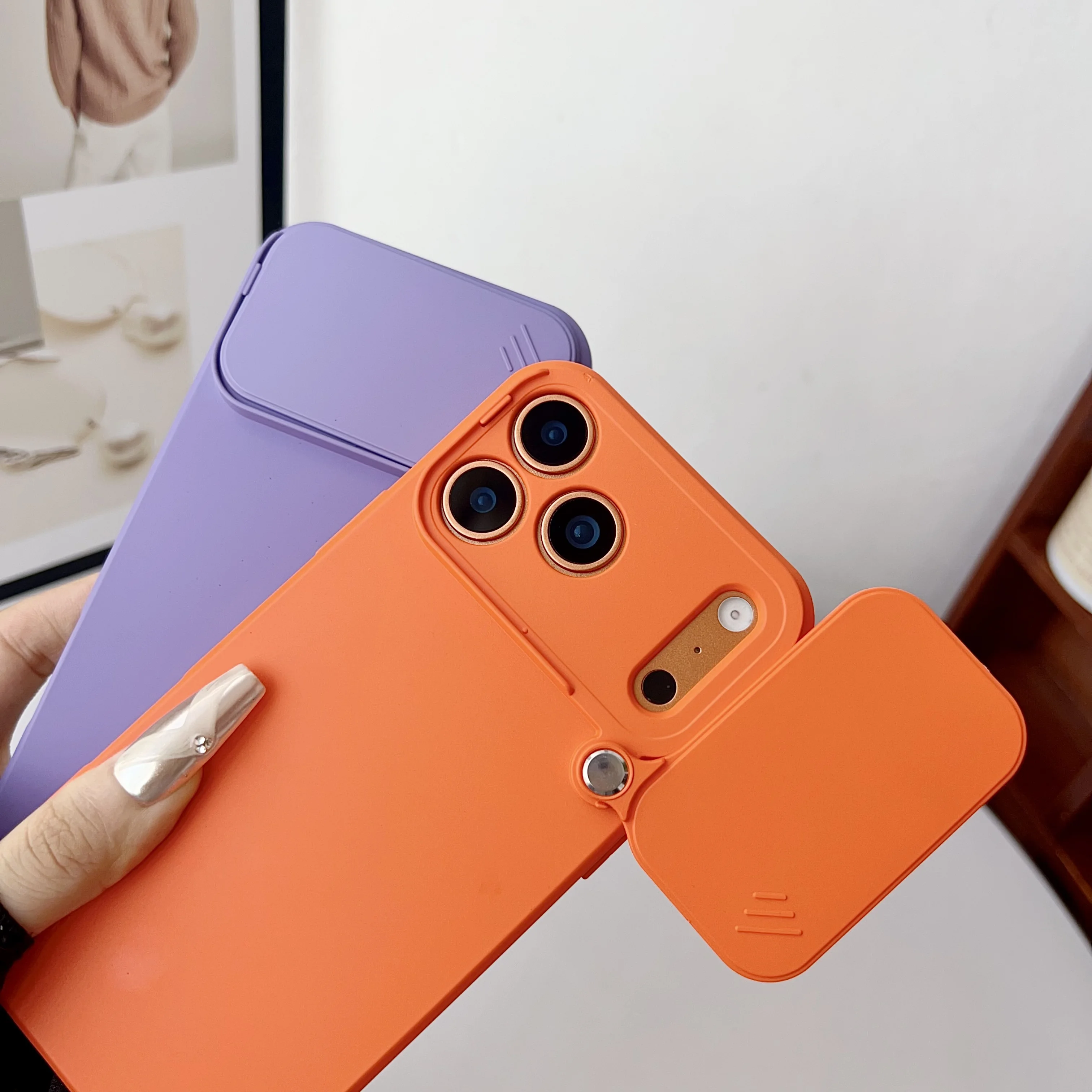 Soft Silicone Shockproof Case with Slide Camera Lens Protection and Matte Skin Feel