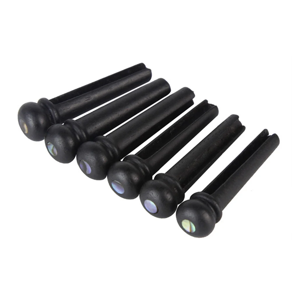 

6 Pcs Guitar Dot String Studs Bridge Peg Replacement Pin Ebony Folk Wooden