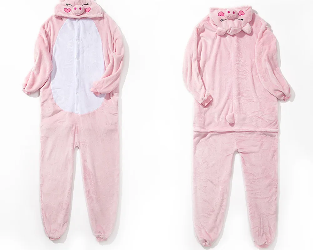 Cartoon Animal Pink Pig Kigurumi Adults Onesies Pajamas Women Jumpsuit Men Hoodies Sleepwear for Halloween Carnival Party