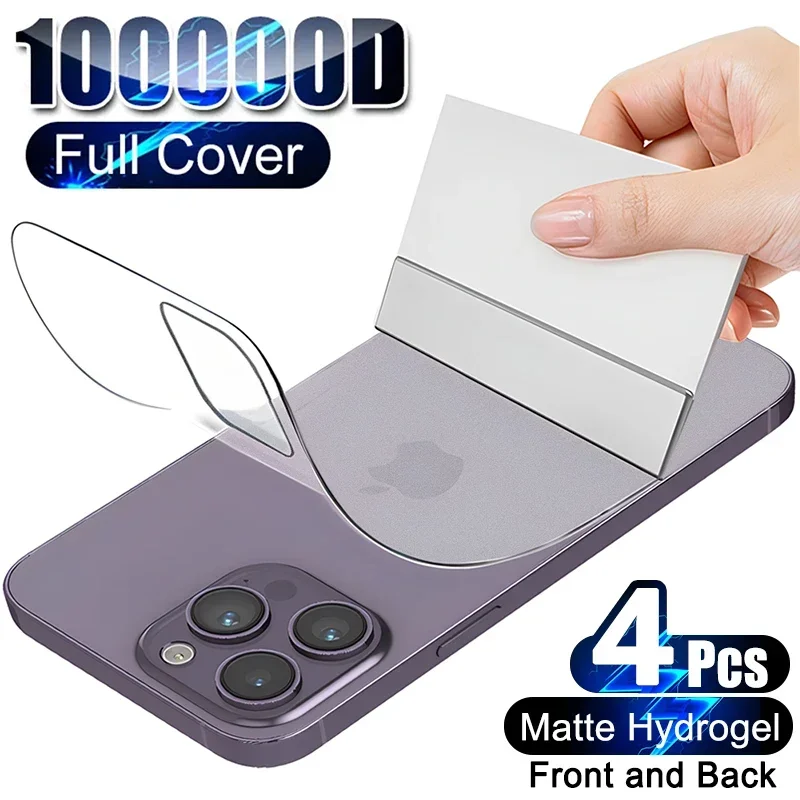 

4 шт. матовая передняя и задняя мягкая Гидрогелевая пленка для iPhone 11 12 13 14 15 Pro Max полное покрытие защита экрана 7 8 Plus XR X XS Max пленка
