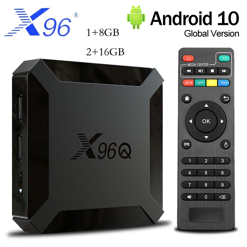 Android10.0 X96Q 1+8G/2+16G Smart TV Box Allwinner H313 Quad Core CPU X96  Set Top Box 4K 2.4G Wifi TV Prefix Support Old TV