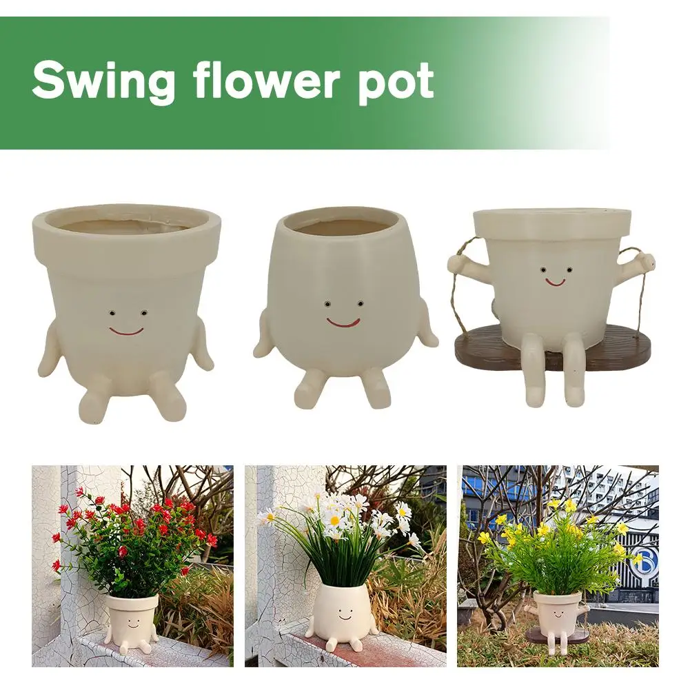 

Новый горшок для растений с изображением лица, семейная корзина, уникальные аксессуары для мультяшных растений, зеленая модель A7s7