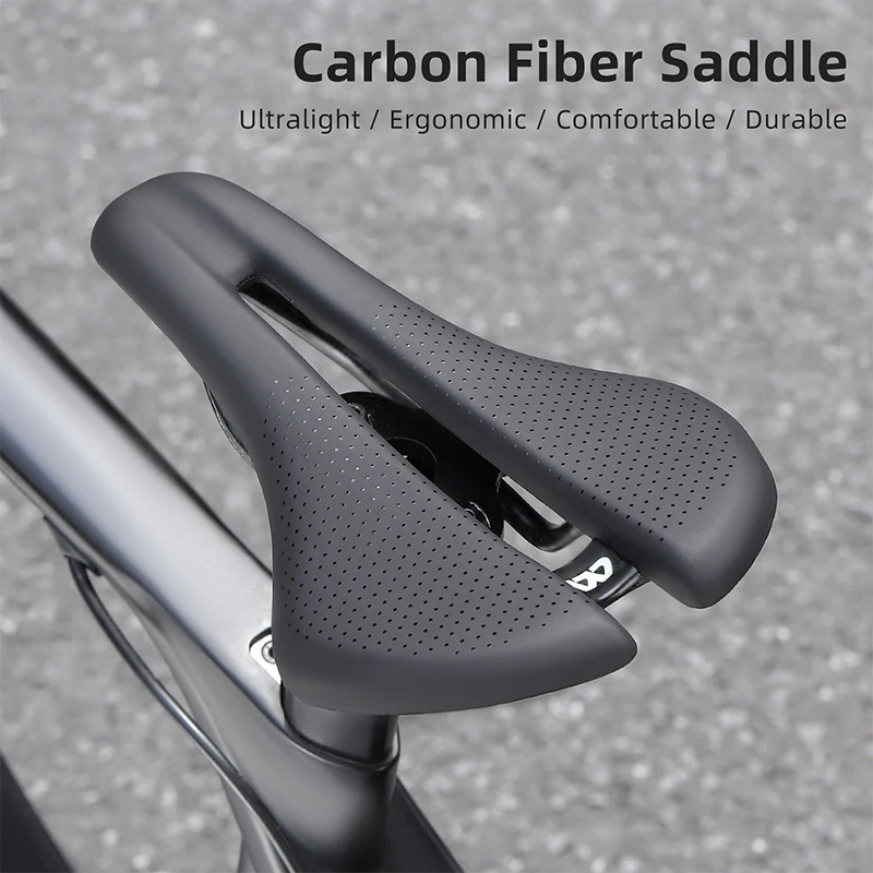 WEST BIKING Carbon Fiber Hollow Waterproof Saddle Ultralight Road Mountain Bike Saddle Comfortable Breathable Carbon MTB Seat