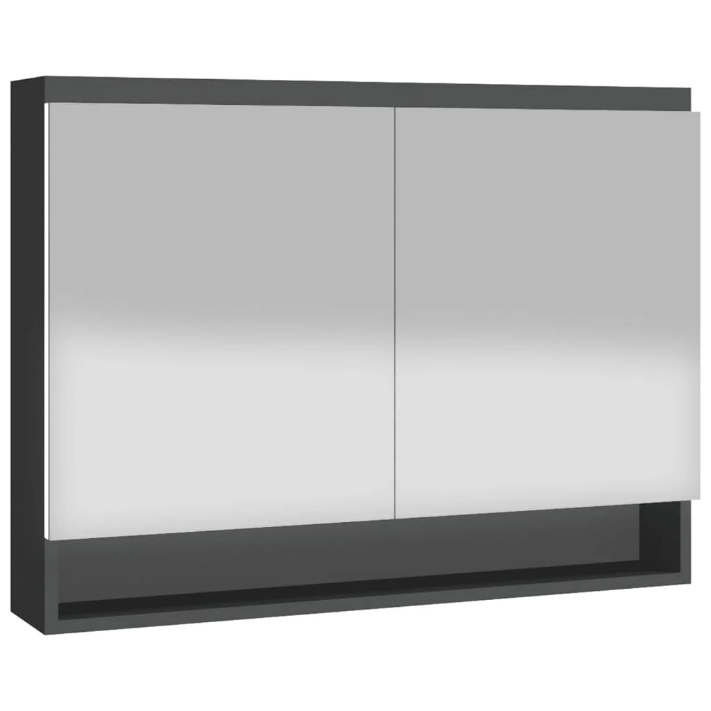 VidaXL Armario de baño con espejo MDF gris brillante 80x15x60 cm