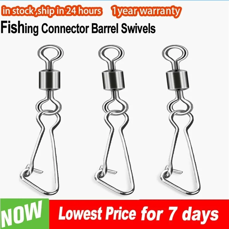 50Pcs Nice Snap Fishing Barrel Swivel Safety Snaps Hooks Fishhook Fish –  Bargain Bait Box