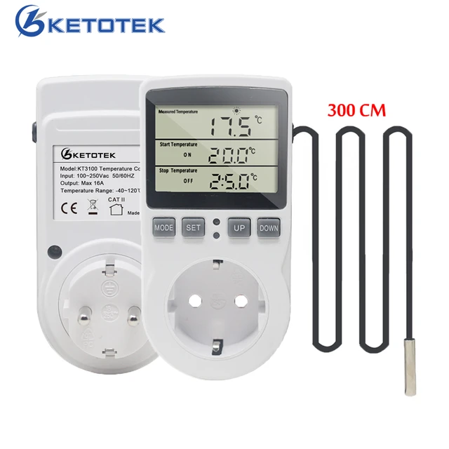 Timer Steckdose Digital Thermostat 220v Temperatur Controller Steckdose Mit  Timer Schalter Kühlung Heizung Temperatur Sensor